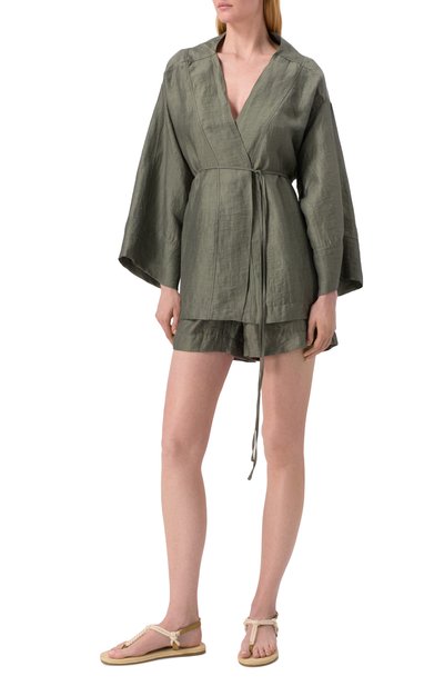 Льняные шорты DEHA зеленого цвета по цене 13350 руб., арт. D22167, фото 2 Льняные шорты DEHA, арт. D22167, фото 2