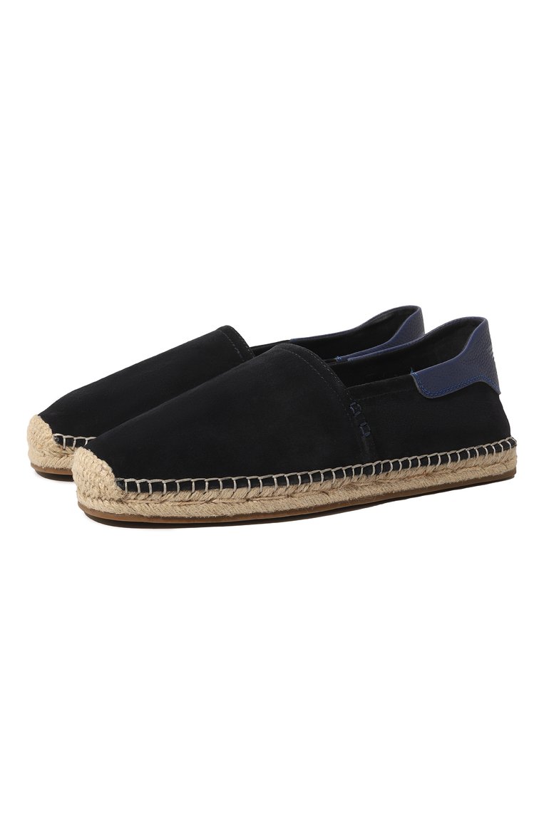 Мужские замшевые эспадрильи EMPORIO ARMANI темно-синего цвета, арт. X4S024/XM422/0UTLET AW22-23 | Фото 1 (Материал внутренний: Натуральная кожа, Текстиль; Региональные ограничения белый список (Axapta Mercury): Не проставлено; Нос: Не проставлено; Материал внешний: Замша, Натуральная кожа)