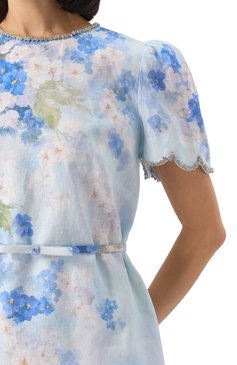 Женское льняное платье ZIMMERMANN голубого цвета, арт. 2161DR251 | Фото 5 (Рукава: Короткие; Материал внешний: Лен; Длина Ж (юбки, платья, шорты): Мини; Случай: Повседневный; Женское Кросс-КТ: Платье-одежда; Стили: Романтичный)