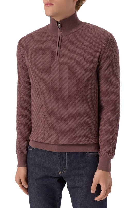 Джемпер из хлопка и шелка Brioni UMS70L/PAK22 Коричневый  UMS70L/PAK22 Фото 3
