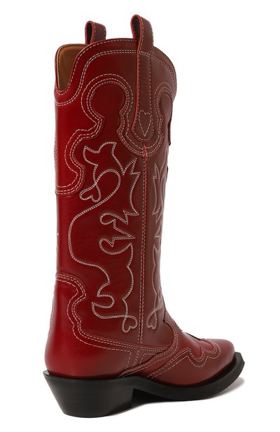 Кожаные казаки GANNI красного цвета по цене 79500 руб., арт. S1861, фото 3 Кожаные казаки GANNI, арт. S1861, фото 3