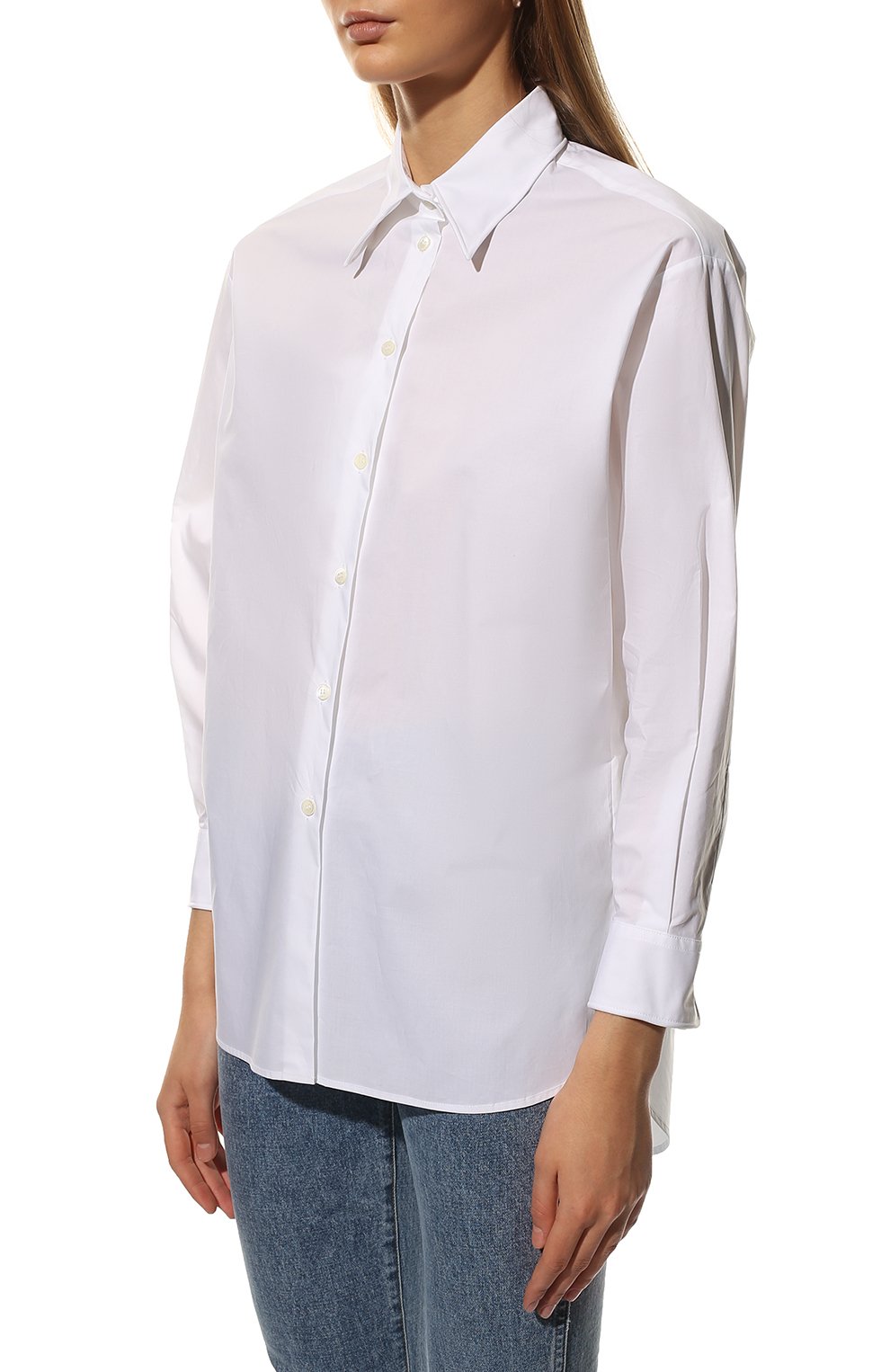 Хлопковая рубашка MM6 белого цвета по цене 62950 руб., арт. S62DL0055/S47294, фото 3 Хлопковая рубашка MM6, арт. S62DL0055/S47294, фото 3