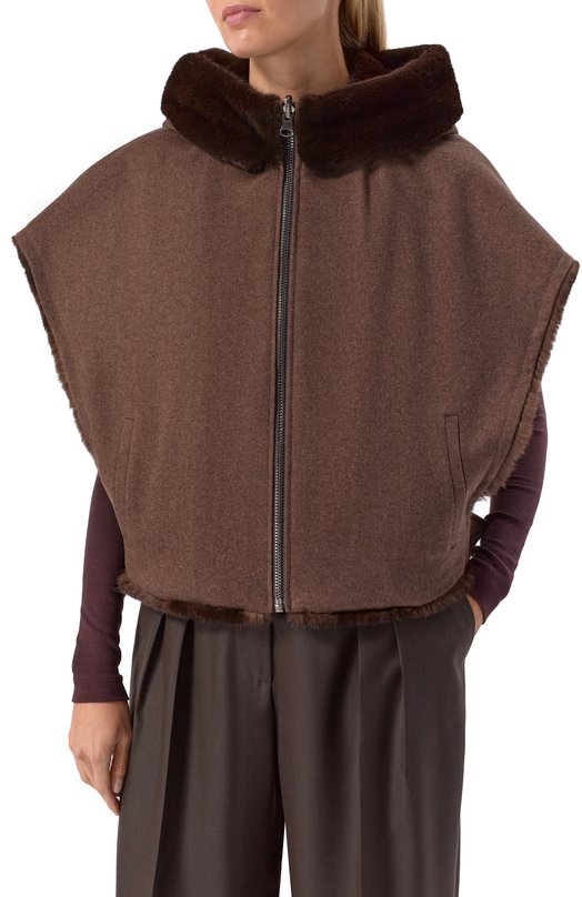 Двусторонний жилет из норки VICTORIA KUSENKOVA 820209104688 Коричневый  820209104688 Фото 6