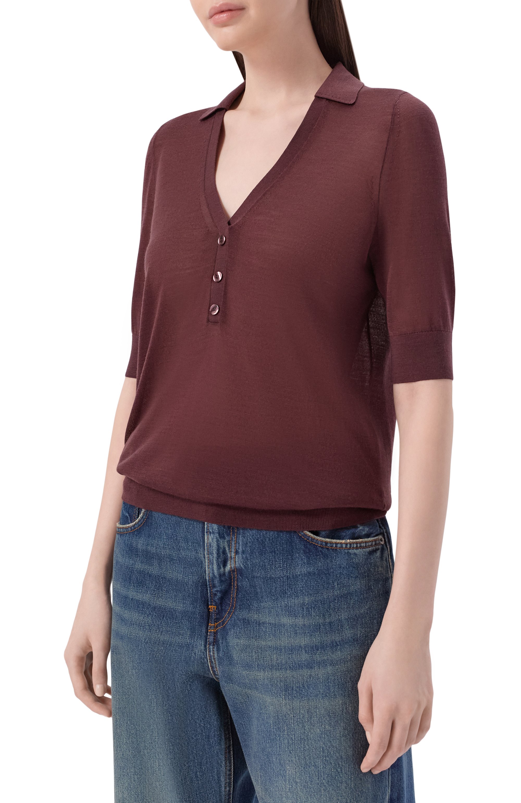 Поло из лиоцелла и шерсти BOSS коричневого цвета по цене 21800 руб., арт. 50556668, фото 3 Поло из лиоцелла и шерсти BOSS, арт. 50556668, фото 3