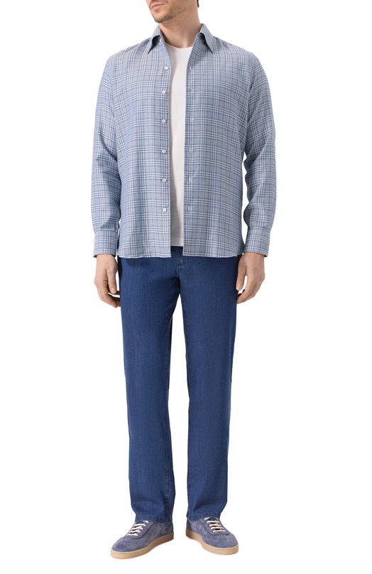 Рубашка из хлопка и кашемира MVST M0RBIDA/CANNES/SQUARED/505 Голубой  M0RBIDA/CANNES/SQUARED/505 Фото 2