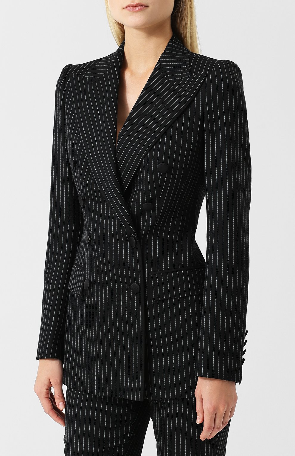 Двубортный шерстяной жакет в полоску DOLCE & GABBANA, арт. F291PT/FRBCK, фото 3