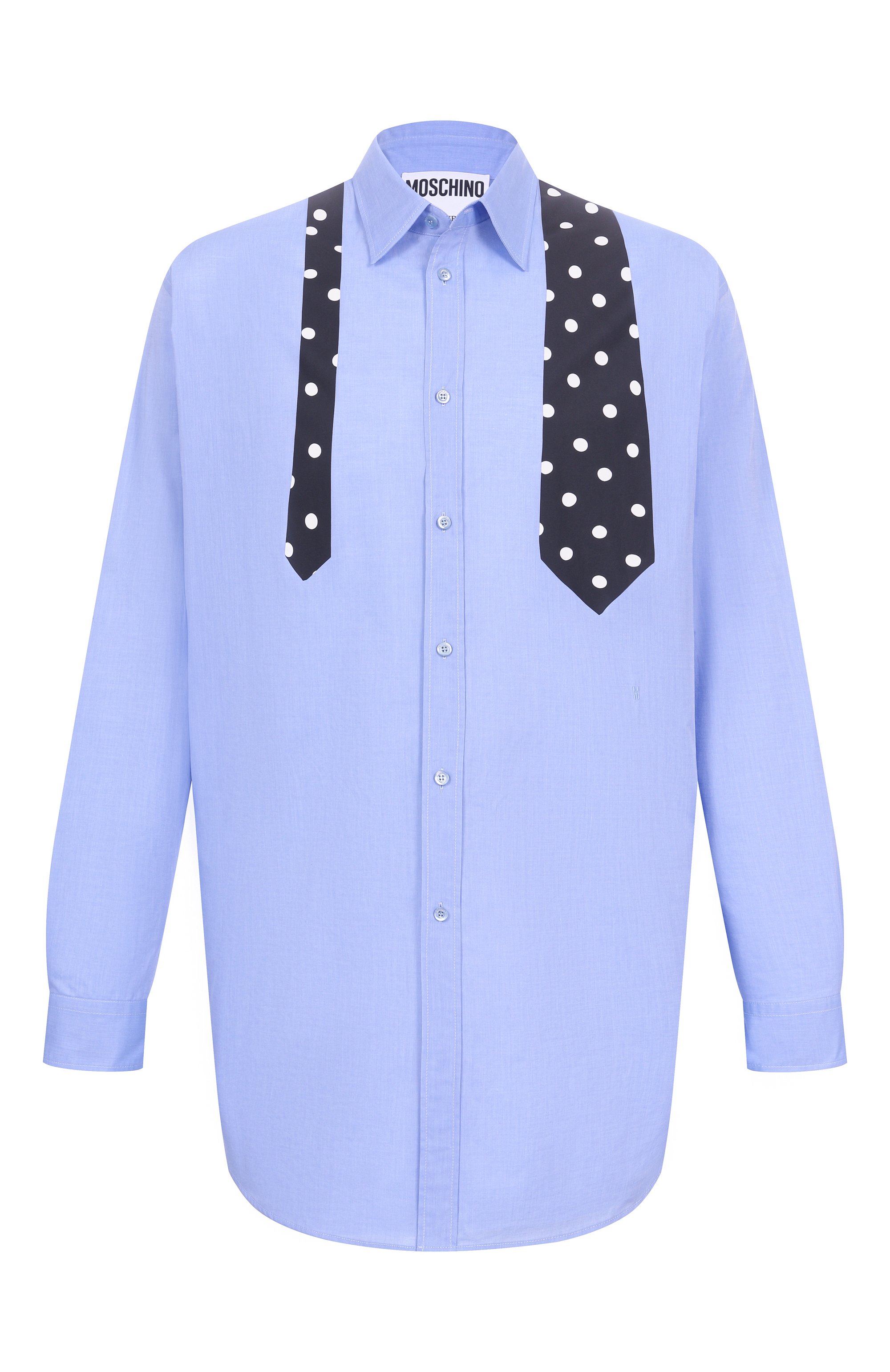 Хлопковая рубашка MOSCHINO голубого цвета по цене 69950 руб., арт. A0210/0234, фото 1 Хлопковая рубашка MOSCHINO, арт. A0210/0234, фото 1