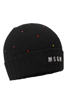 Детского шапка MSGM KIDS черного цвета, арт. F3MSJGHT105 | Фото 1 (Материал: Текстиль, Шерсть, Синтетический материал; Материал сплава: Проставлено; Нос: Не проставлено)