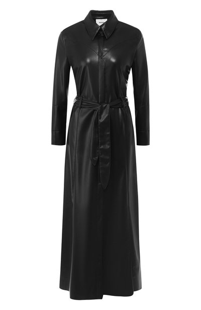 Женское платье с поясом NANUSHKA, арт. TAURUS_BLACK_VEGAN LEATHER