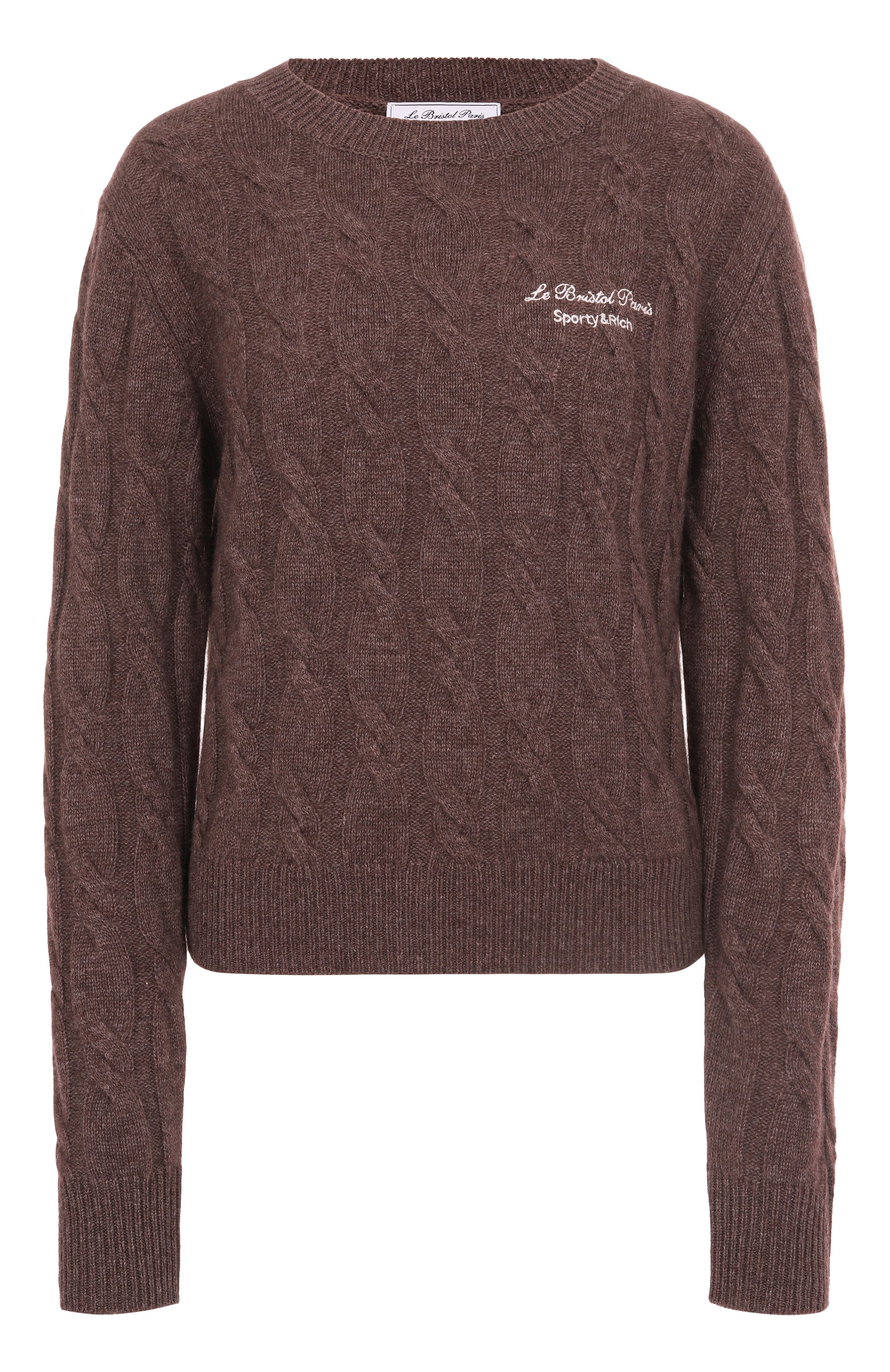 Кашемировый свитер SPORTY AND RICH коричневого цвета по цене 36400 руб., арт. WS066517619BR03, фото 1 Кашемировый свитер SPORTY AND RICH, арт. WS066517619BR03, фото 1