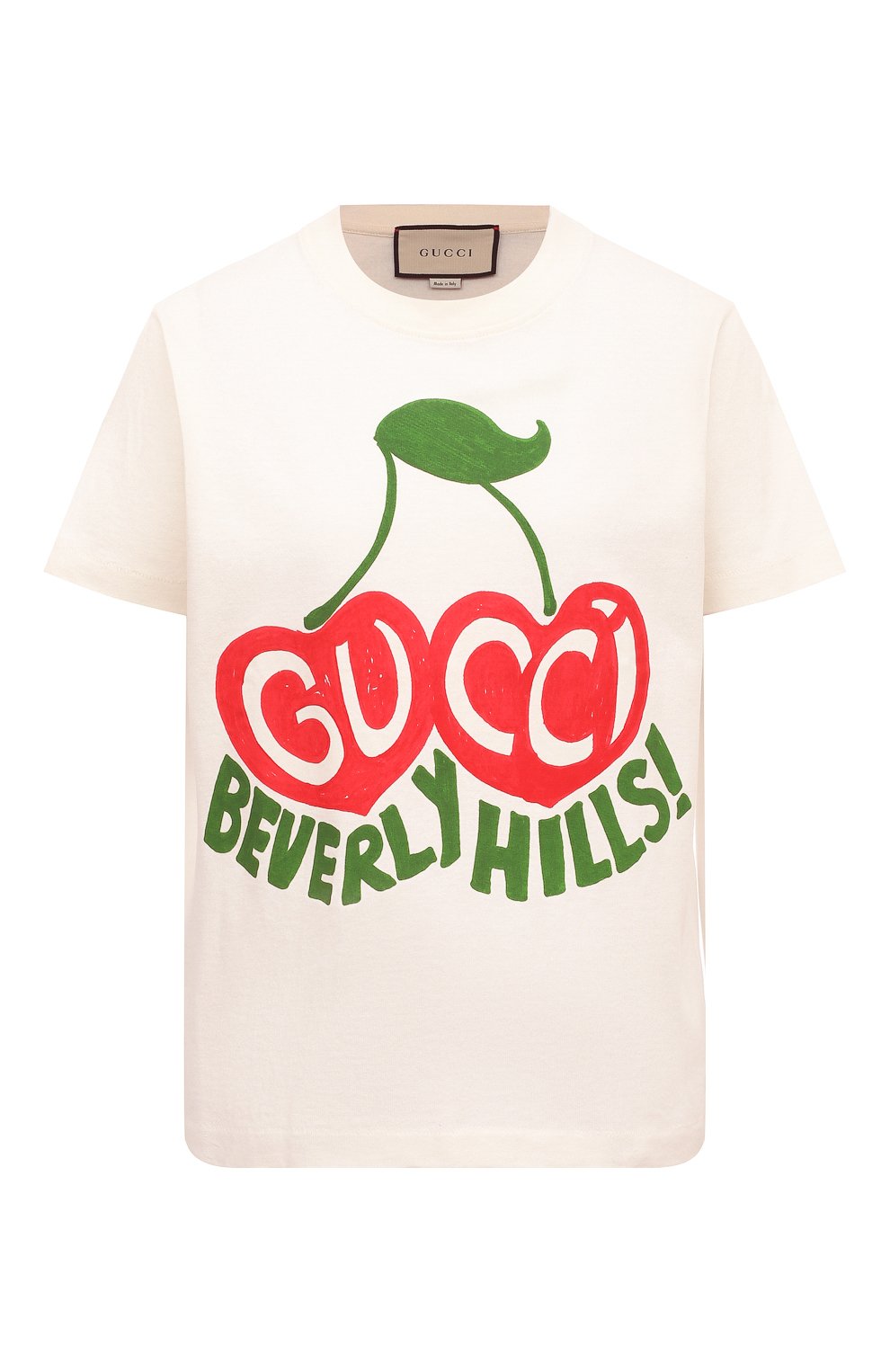 Хлопковая футболка GUCCI молочного цвета по цене 50400 руб., арт. 580762 XJCRJ, фото 1 Хлопковая футболка GUCCI, арт. 580762 XJCRJ, фото 1