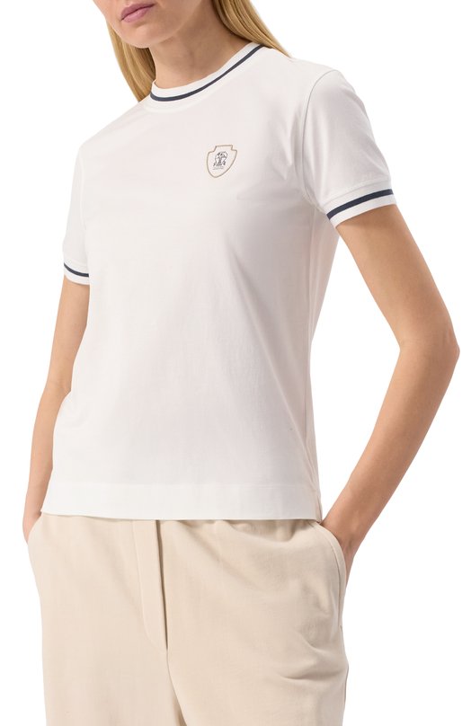 Хлопковая футболка Brunello Cucinelli M0T81VD110 Белый  M0T81VD110 Фото 3