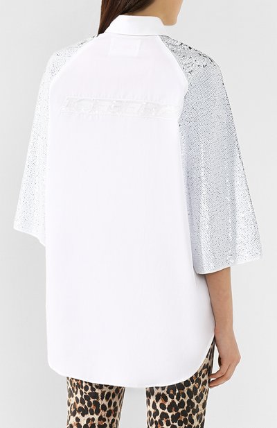 Рубашка с пайетками ICEBERG белого цвета по цене 56600 руб., арт. 19E I2S0/G021/0605, фото 4 Рубашка с пайетками ICEBERG, арт. 19E I2S0/G021/0605, фото 4