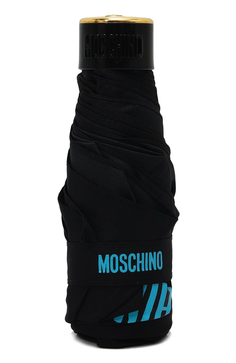 Женский складной зонт MOSCHINO черного цвета, арт. 8252 SUPERMINI | Фото 4 (Материал сплава: Проставлено; Нос: Не проставлено; Материал: Синтетический материал, Металл, Текстиль)