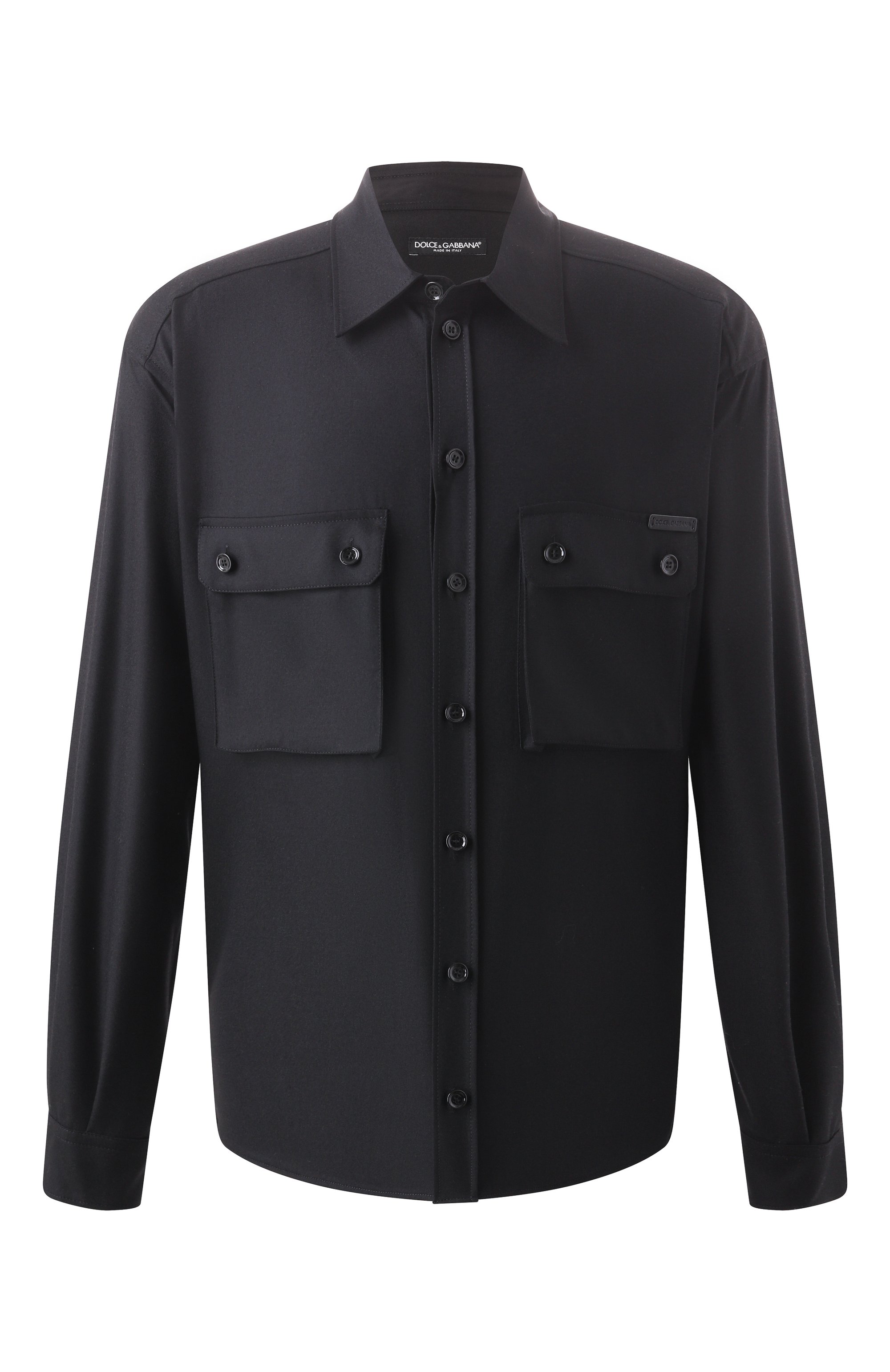 Шерстяная рубашка DOLCE & GABBANA черного цвета по цене 141500 руб., арт. G5MD1T/FU21Q, фото 1 Шерстяная рубашка DOLCE & GABBANA, арт. G5MD1T/FU21Q, фото 1