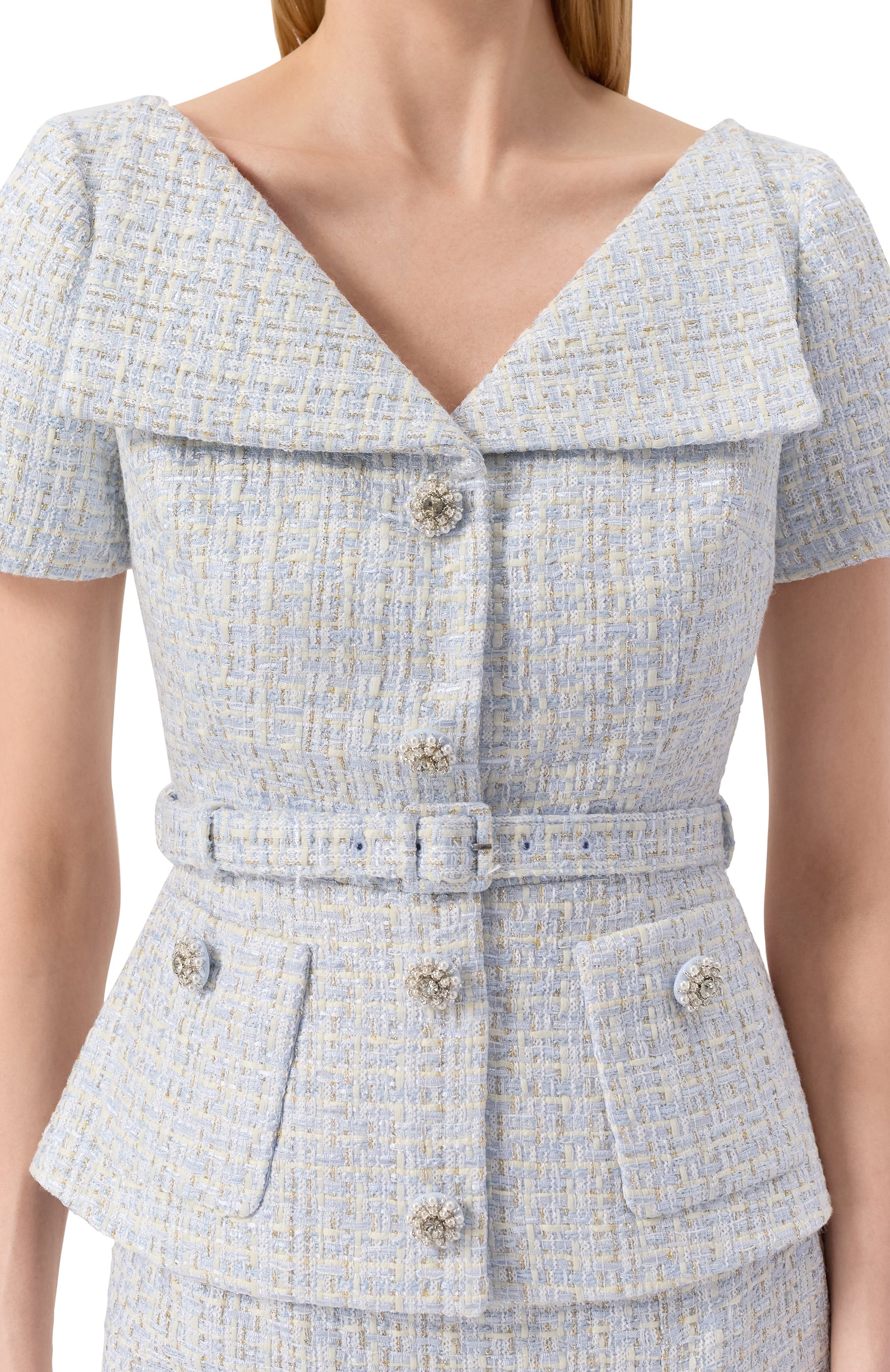 Твидовое платье SELF-PORTRAIT, арт. SS25-148MA-BL, фото 5