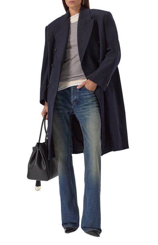 Шерстяное пальто Balenciaga 838930/TSU08 Синий  838930/TSU08 Фото 2