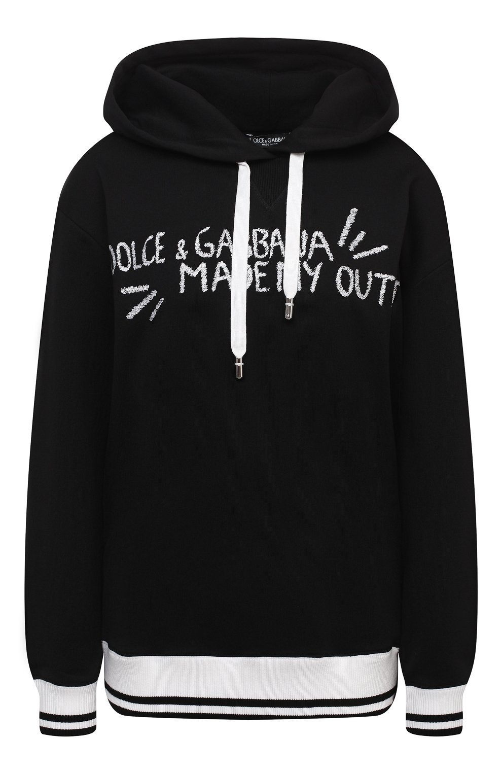 Хлопковое худи DOLCE & GABBANA черного цвета по цене 85100 руб., арт. F9I51Z/G7XHX, фото 1 Хлопковое худи DOLCE & GABBANA, арт. F9I51Z/G7XHX, фото 1