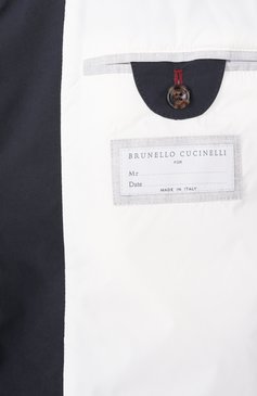 Мужской жилет BRUNELLO CUCINELLI темно-синего цвета, арт. MD4796520 | Фото 7 (Длина (верхняя одежда): Короткие; Материал подклада: Синтетический материал; Мужское Кросс-КТ: жилеты-тонкие; Стили: Кэжуэл; Материал внешний: Синтетический материал)