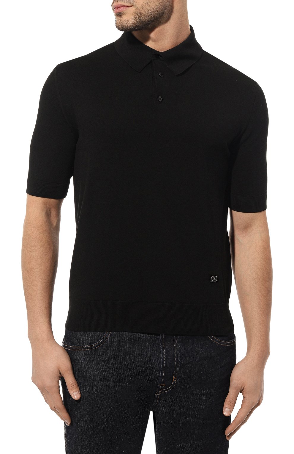 Хлопковое поло DOLCE & GABBANA черного цвета по цене 77200 руб., арт. GXM46T/JACU7, фото 3 Хлопковое поло DOLCE & GABBANA, арт. GXM46T/JACU7, фото 3
