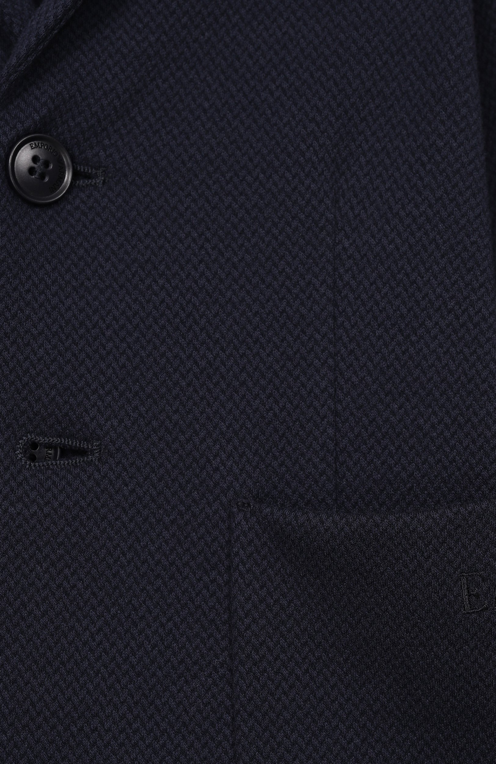 Пиджак из вискозы и хлопка EMPORIO ARMANI темно-синего цвета по цене 46300 руб., арт. EB001535/AF25909, фото 3 Пиджак из вискозы и хлопка EMPORIO ARMANI, арт. EB001535/AF25909, фото 3