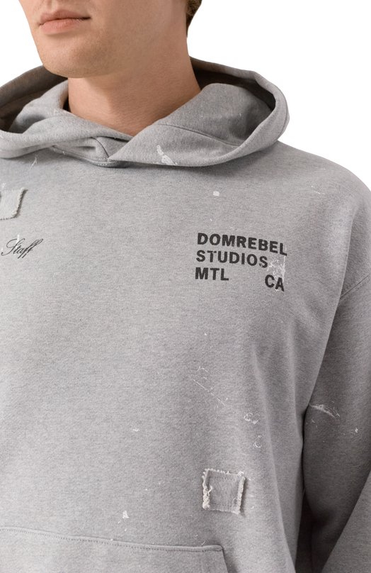 Хлопковое худи DOMREBEL M STAFF PULL0VER H00DIE Серый  M STAFF PULL0VER H00DIE Фото 5