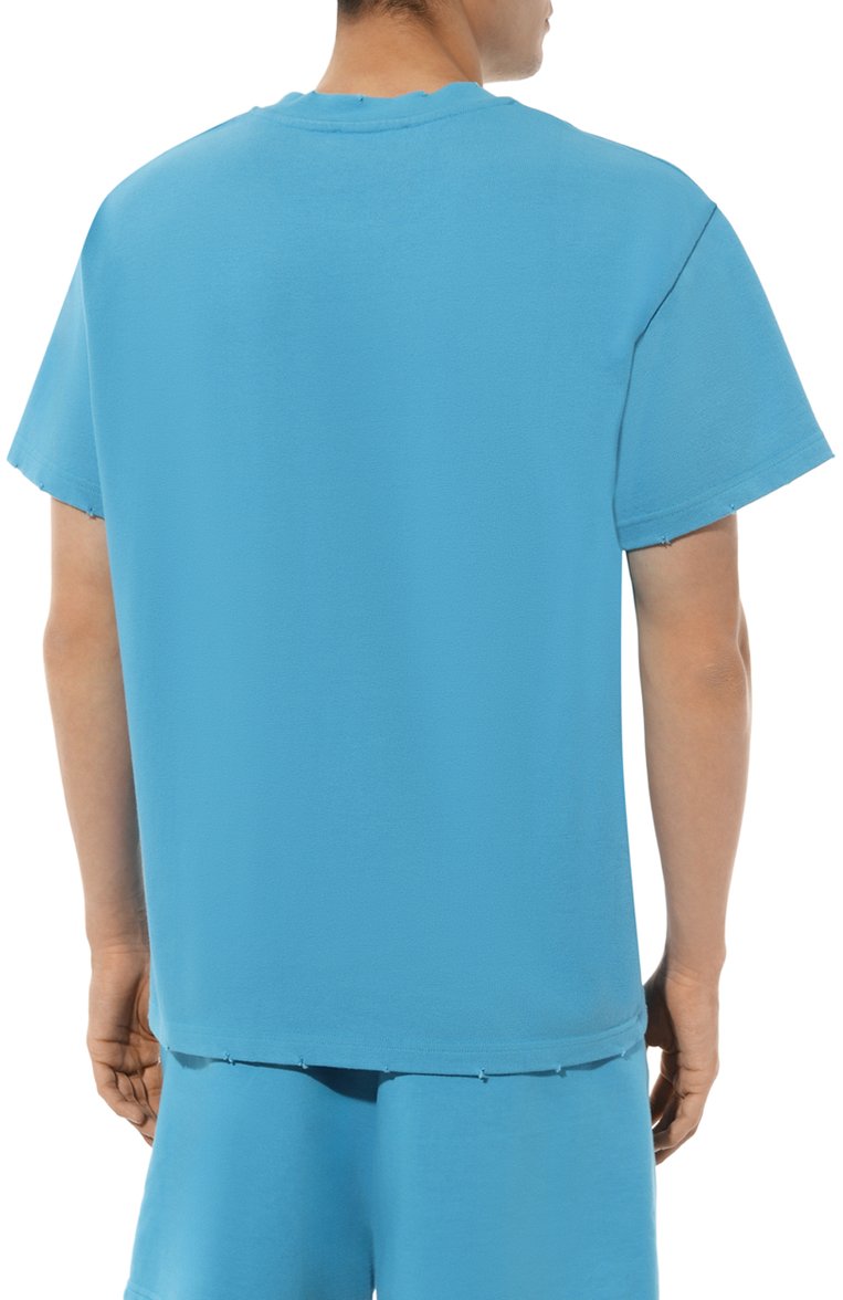 Мужская хлопковая футболка MEMBERS OF THE RAGE голубого цвета, арт. MTSS24TT08801142 | Фото 4 (Рукава: Короткие; Длина (для топов): Стандартные; Стили: Гранж; Принт: С принтом; Материал сплава: Проставлено; Материал внешний: Хлопок; Драгоценные камни: Проставлено)