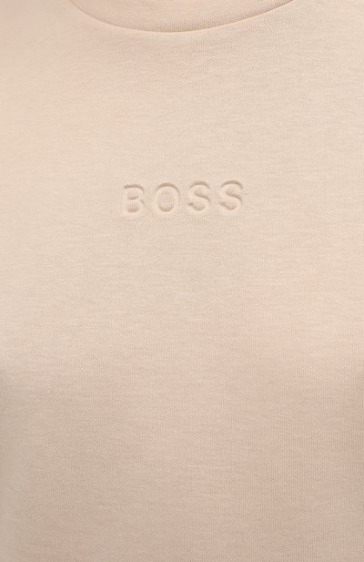 Хлопковая футболка BOSS бежевого цвета по цене 13750 руб., арт. 50466470, фото 5 Хлопковая футболка BOSS, арт. 50466470, фото 5