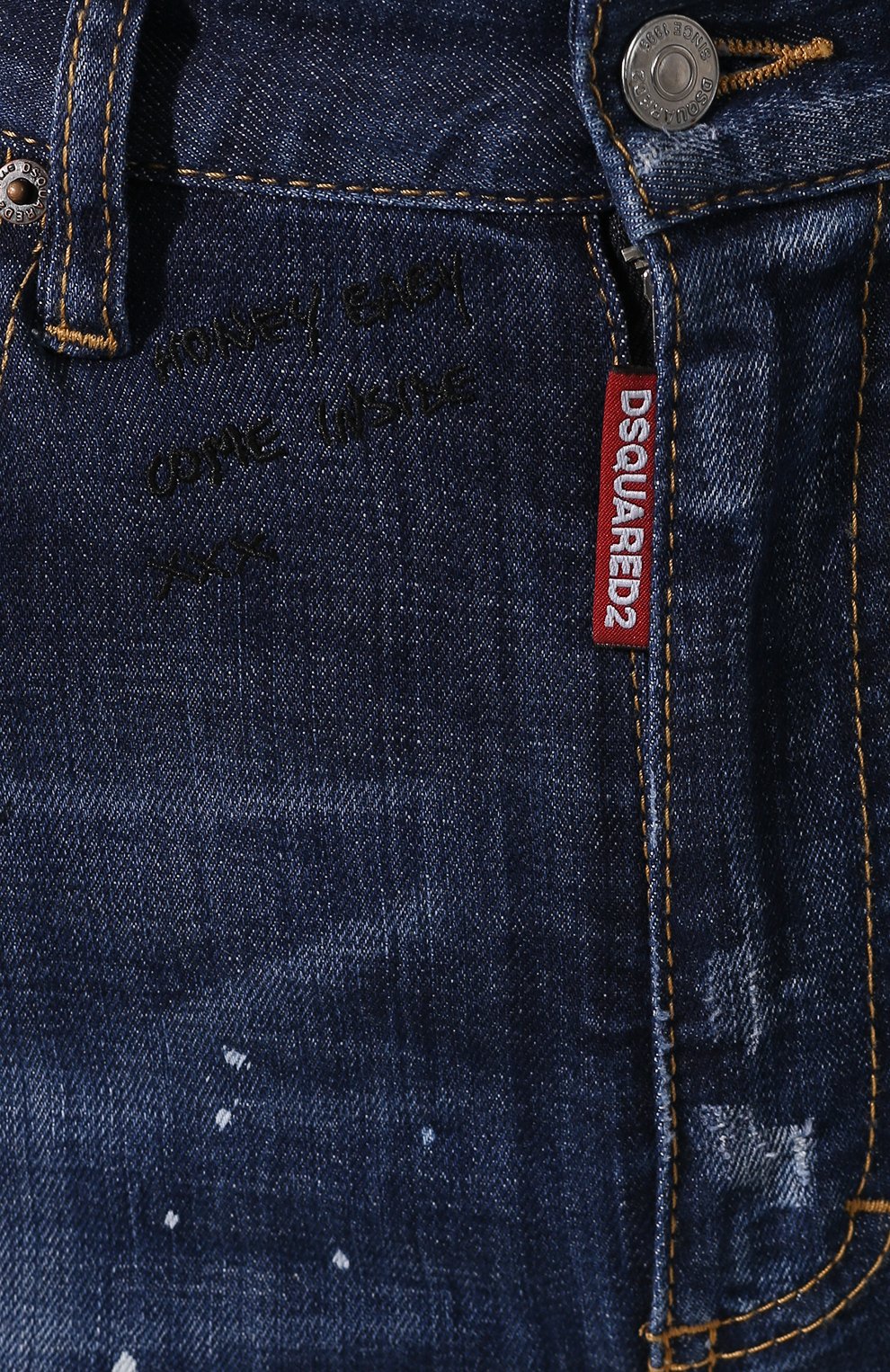 Джинсы с потертостями DSQUARED2 темно-синего цвета по цене 63850 руб., арт. S75LB0201/S30342, фото 5 Джинсы с потертостями DSQUARED2, арт. S75LB0201/S30342, фото 5