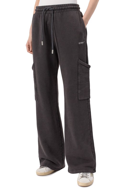 Хлопковые брюки Off-White 0WCH025S25FLE001 Чёрный  0WCH025S25FLE001 Фото 3