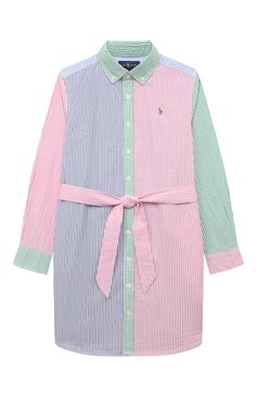 Детское хлопковое платье POLO RALPH LAUREN разноцветного цвета, арт. 313865290 | Фото 1 (Рукава: Длинные; Материал внешний: Хлопок; Девочки Кросс-КТ: Платье-одежда; Случай: Повседневный; Материал сплава: Проставлено; Драгоценные камни: Проставлено; Ростовка одежда: 7 лет | 122 см, 9 лет | 134 см)