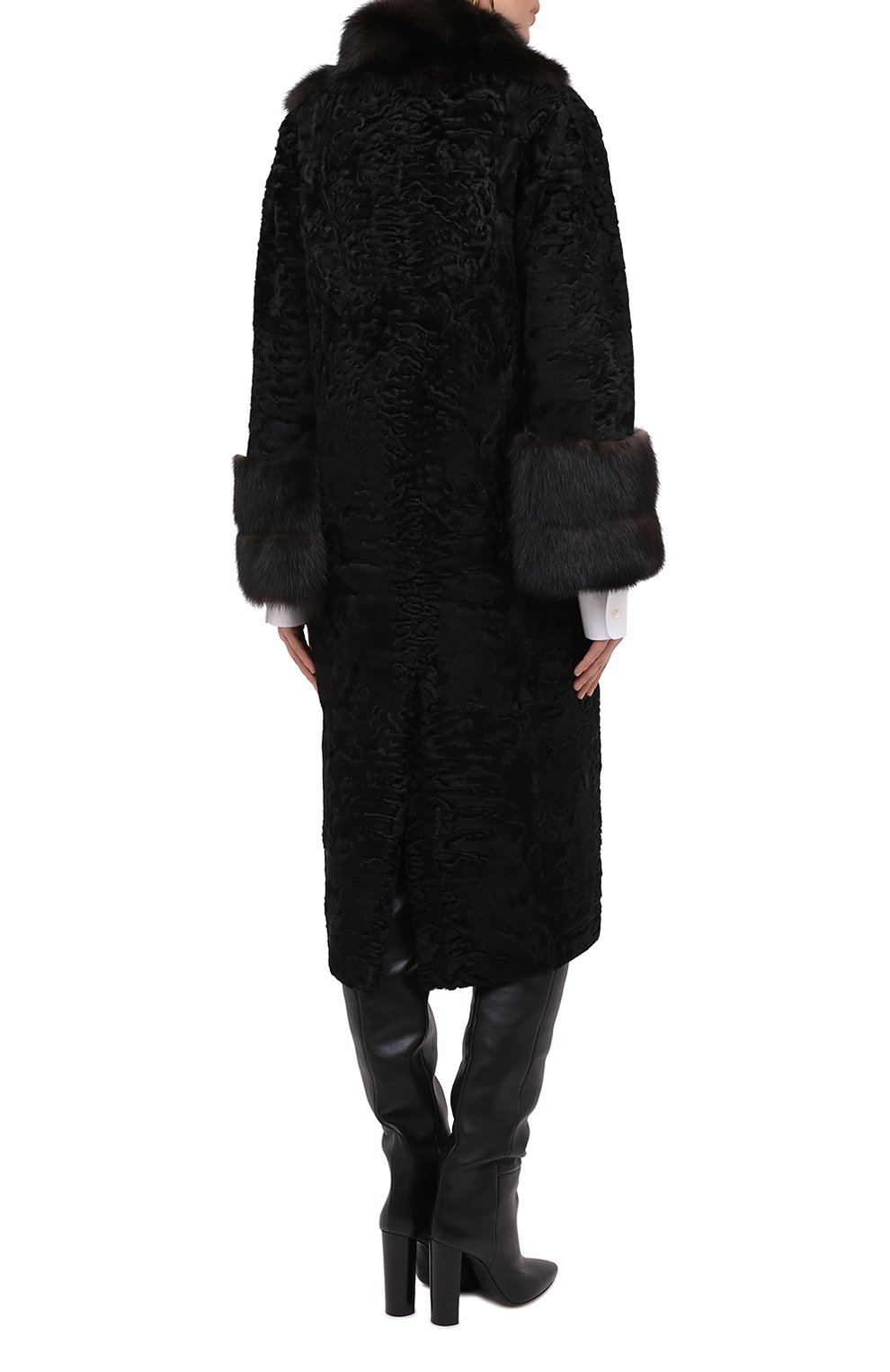 Шуба из меха соболя и каракульчи MANZONI24, арт. 20M854-PAZ/BLACK/EXTRADARK/38-46, фото 5