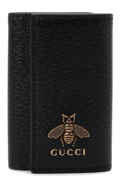 Мужская кожаный футляр для ключей GUCCI черного цвета, арт. 523683/DJ20T | Фото 1 (Материал: Натуральная кожа; Нос: Не проставлено; Материал сплава: Проставлено)