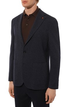 Мужской пиджак из шерсти и хлопка SARTORIA LATORRE темно-синего цвета, арт. JD74/JG106 | Фото 5 (Рукава: Длинные; Материал внешний: Шерсть, Хлопок; Драгоценные камни: Проставлено; Длина (для топов): Стандартные; Материал сплава: Проставлено; Пиджаки М: Прямой; 1-2-бортные: Однобортные; Стили: Классический; Случай: Формальный, Повседневный)