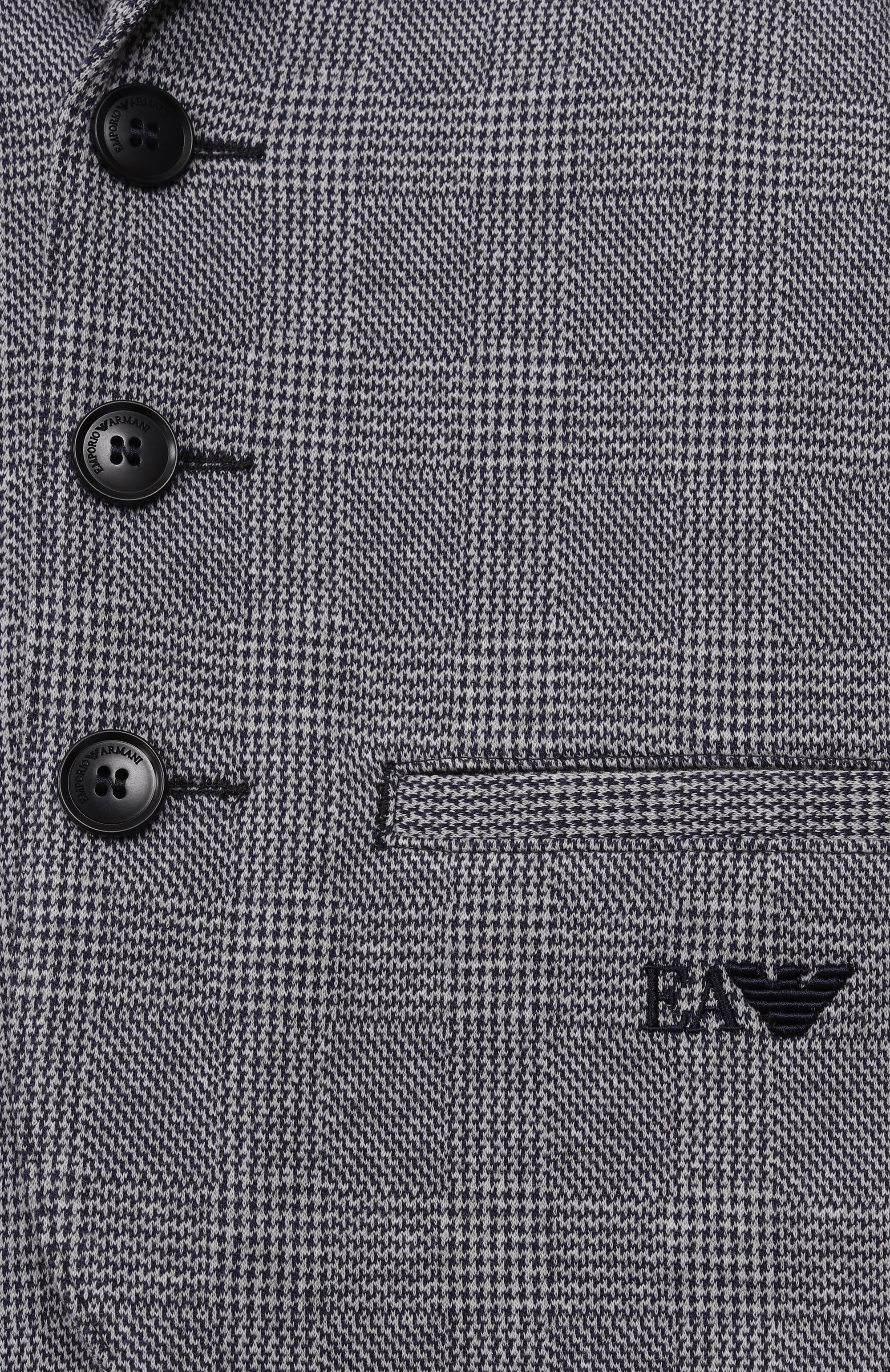 Пиджак из вискозы и хлопка EMPORIO ARMANI серого цвета по цене 51100 руб., арт. EB000616/AF16695, фото 3 Пиджак из вискозы и хлопка EMPORIO ARMANI, арт. EB000616/AF16695, фото 3