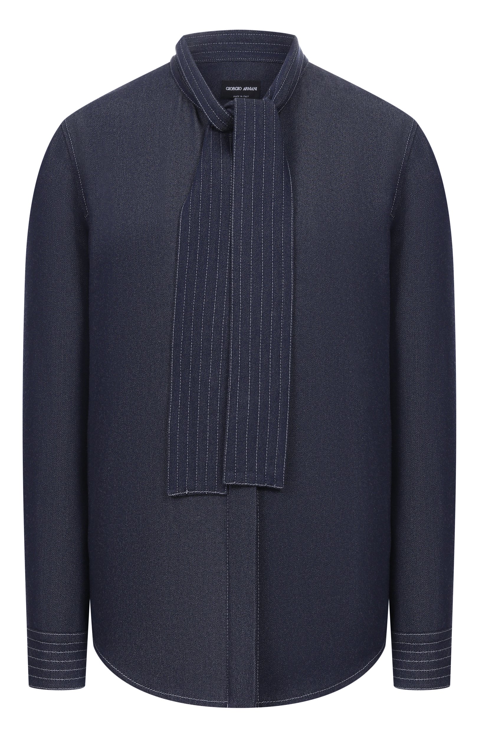 Джинсовая рубашка GIORGIO ARMANI темно-синего цвета по цене 199500 руб., арт. GW004027/TE23092, фото 1 Джинсовая рубашка GIORGIO ARMANI, арт. GW004027/TE23092, фото 1