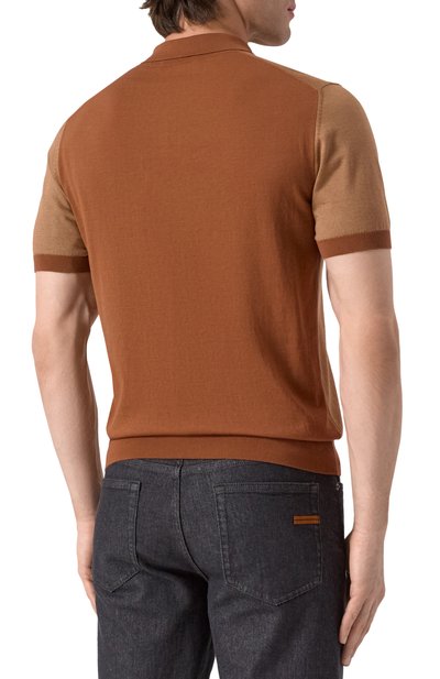 Поло из хлопка и шелка CORNELIANI коричневого цвета по цене 67300 руб., арт. 25M522-2525105, фото 4 Поло из хлопка и шелка CORNELIANI, арт. 25M522-2525105, фото 4