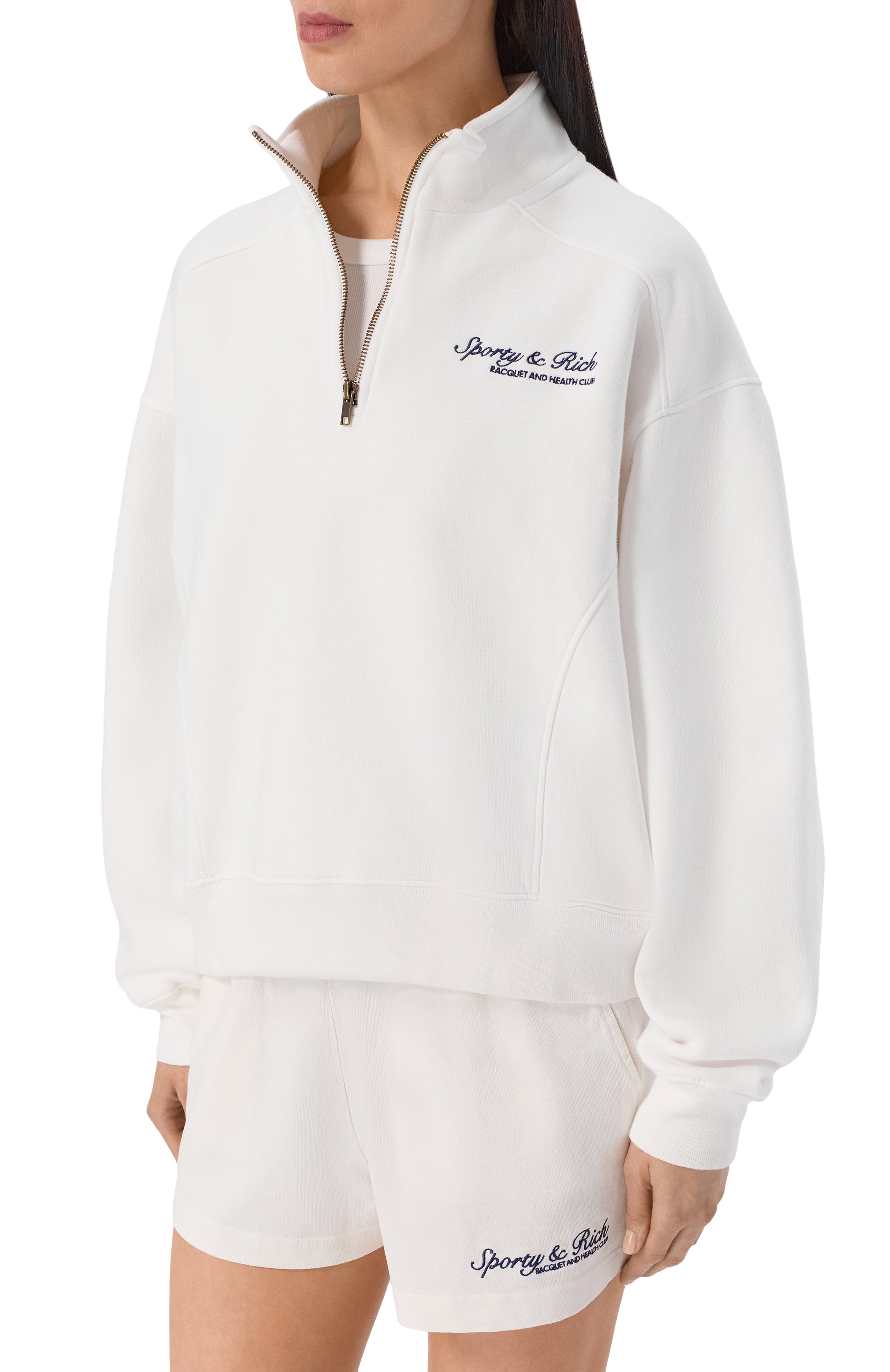 Хлопковый анорак SPORTY AND RICH белого цвета по цене 35050 руб., арт. ST09875325WH01, фото 3 Хлопковый анорак SPORTY AND RICH, арт. ST09875325WH01, фото 3