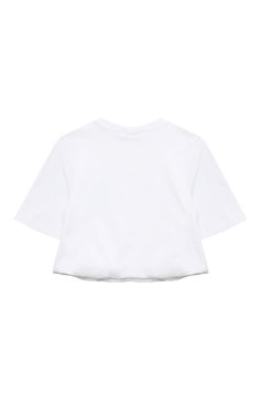 Детская хлопковая футболка MSGM KIDS белого цвета, арт. F3MSJGTH136 | Фото 2 (Девочки Кросс-КТ: футболка-одежда; Рукава: Короткие; Материал сплава: Проставлено; Материал внешний: Хлопок; Драгоценные камни: Проставлено)