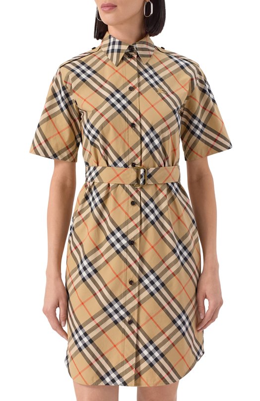 Хлопковое платье Burberry 8111701 Бежевый  8111701 Фото 3