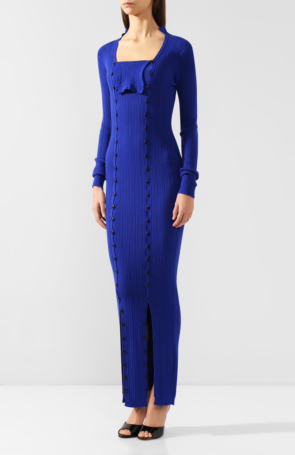 Платье из вискозы JACQUEMUS синего цвета по цене 37600 руб., арт. 194KN10/07350, фото 3 Платье из вискозы JACQUEMUS, арт. 194KN10/07350, фото 3