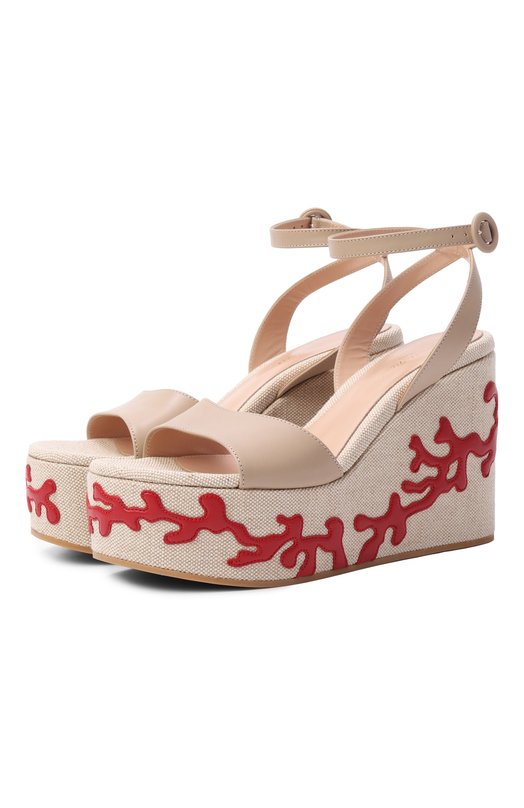 Комбинированные босоножки Malia Gianvito Rossi G32650.60RIC.VP2SNAT Бежевый G32650.60RIC.VP2SNAT