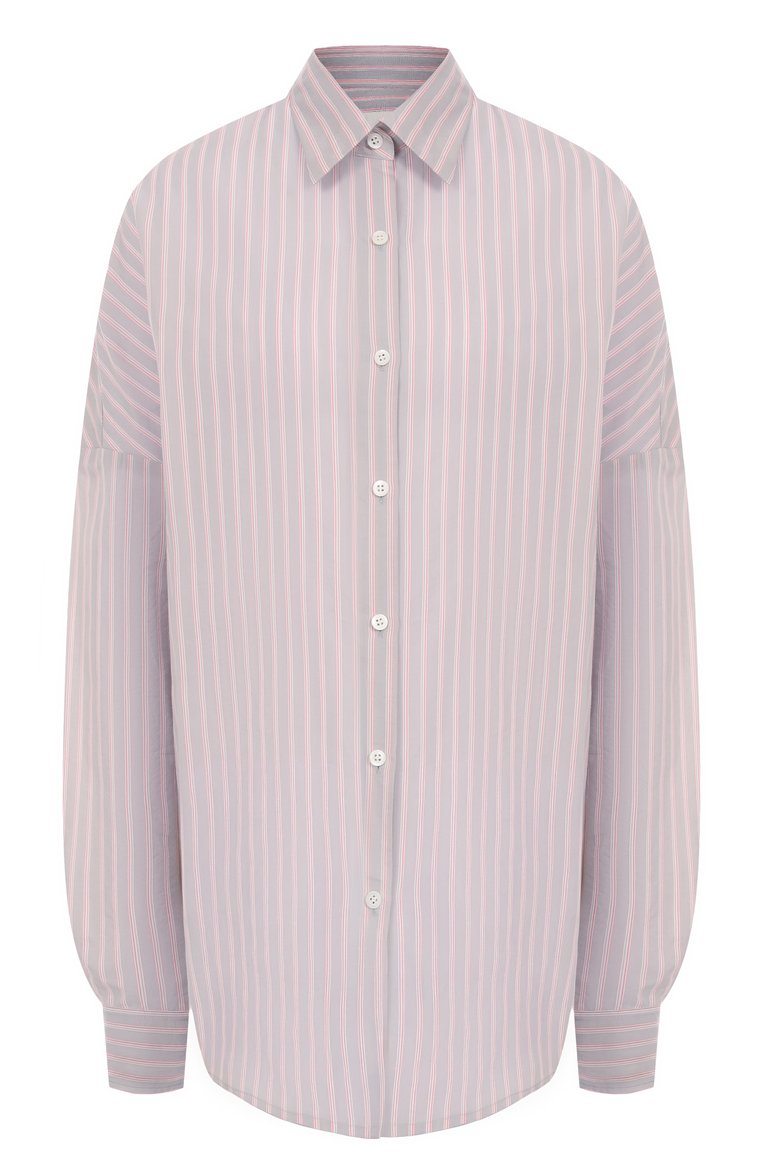 Женская рубашка DRIES VAN NOTEN серого цвета, арт. 251-010700-1524 | Фото 1 (Автоматизация ТО: Проставлено; Длина (для топов): Удлиненные; Рукава: Длинные; Материал внешний: Хлопок, Вискоза; Автоматизация состава: Проставлено; Женское Кросс-КТ: Рубашка-одежда; Принт: Полоска, С принтом; Стили: Классический)