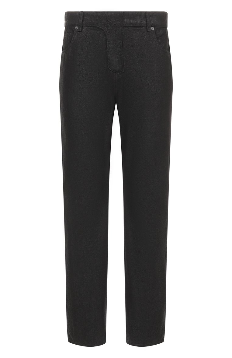 Мужские джинсы BALMAIN черного цвета, арт. EH0MI083/DF72 | Фото 1 (Длина (брюки, джинсы): Стандартные; Материал внешний: Хлопок, Деним; Силуэт М (брюки): Прямые; Детали: Принт; Кросс-КТ: Деним; Стили: Streetwear)