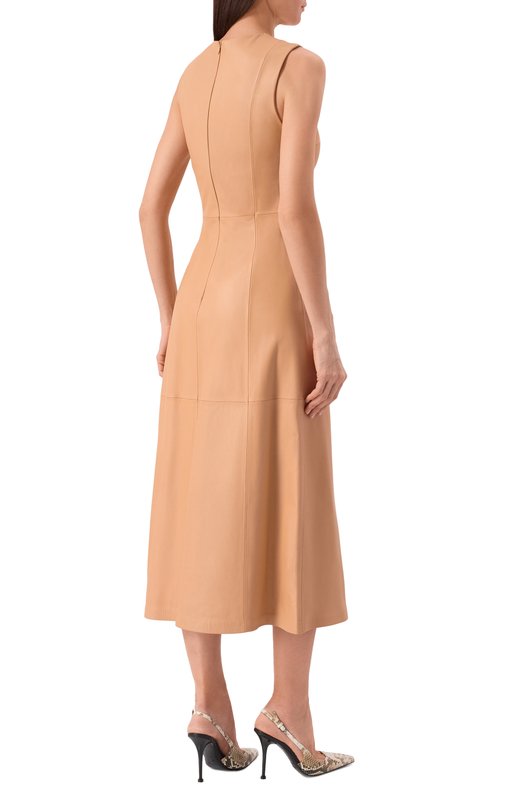 Кожаное платье 12 STOREEZ 137794 Бежевый  137794 Фото 3