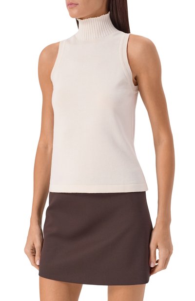 Топ из шелка и кашемира FREEAGE кремового цвета по цене 32000 руб., арт. W23.SW034.6030.101, фото 3 Топ из шелка и кашемира FREEAGE, арт. W23.SW034.6030.101, фото 3