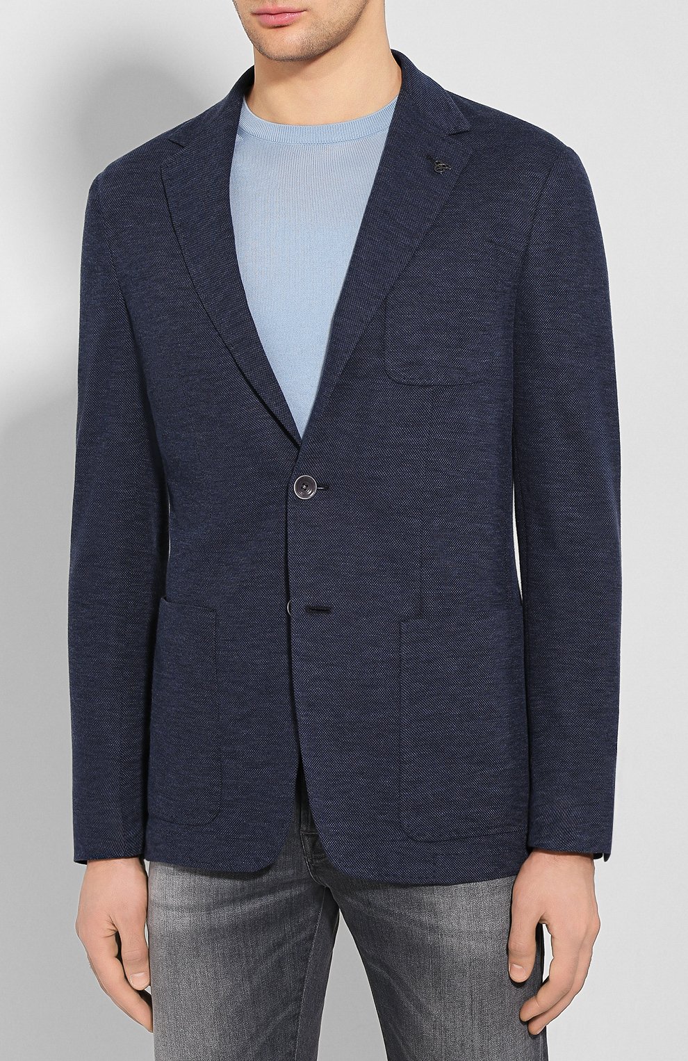 Хлопковый пиджак CANALI темно-синего цвета по цене 53150 руб., арт. W0147/WJ01622, фото 3 Хлопковый пиджак CANALI, арт. W0147/WJ01622, фото 3