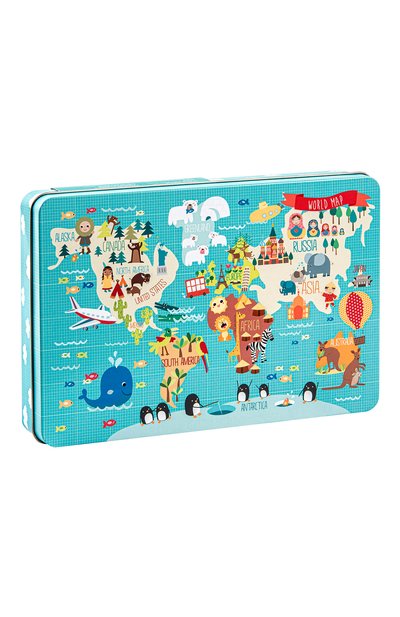 Пазл карта мира в металлической коробке APLI KIDS, арт. 14550