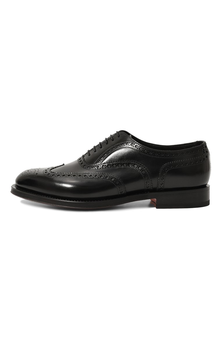 Мужские кожаные оксфорды SANTONI черного цвета, арт. MCCG17836PD5HSH9 | Фото 4 (Нос: Не проставлено; Материал внутренний: Натуральная кожа; Материал сплава: Проставлено; Стили: Классический; Мужское Кросс-КТ: Броги-обувь; Материал внешний: Натуральная кожа)