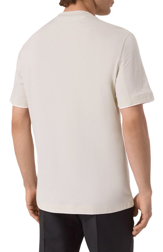 Хлопковая футболка Brunello Cucinelli M0B137427 Кремовый  M0B137427 Фото 4